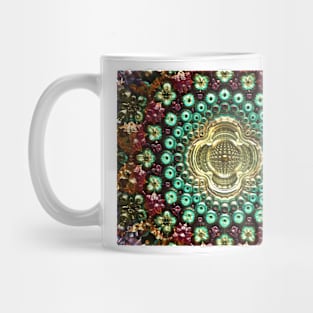 Golden Hearted Cross of Flowers Mug